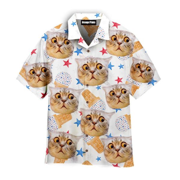 Surprised Cat Thinking About Ice Cream Hawaii Shirt For Men Women Ha12410