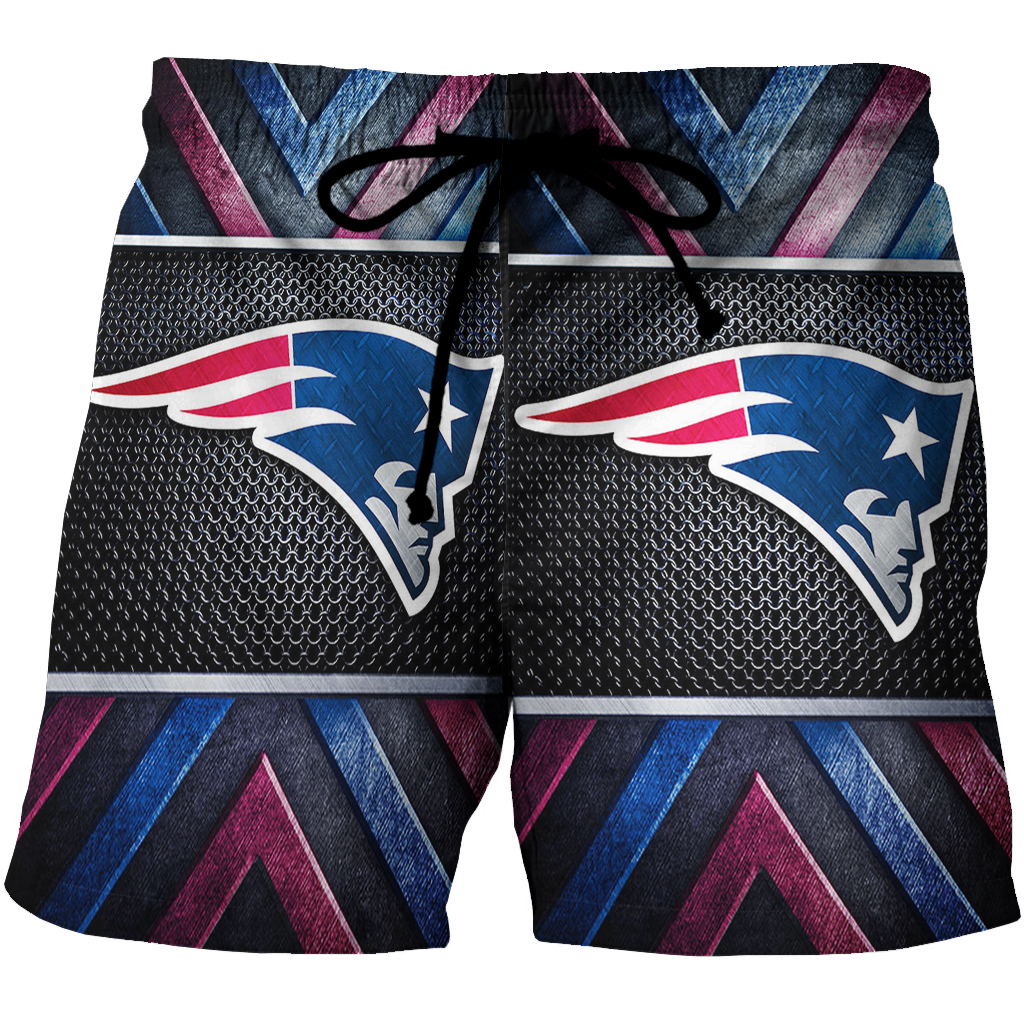 New England Patriots Metal Blue Red 3D All Over Print Summer Beach Hawaiian Short