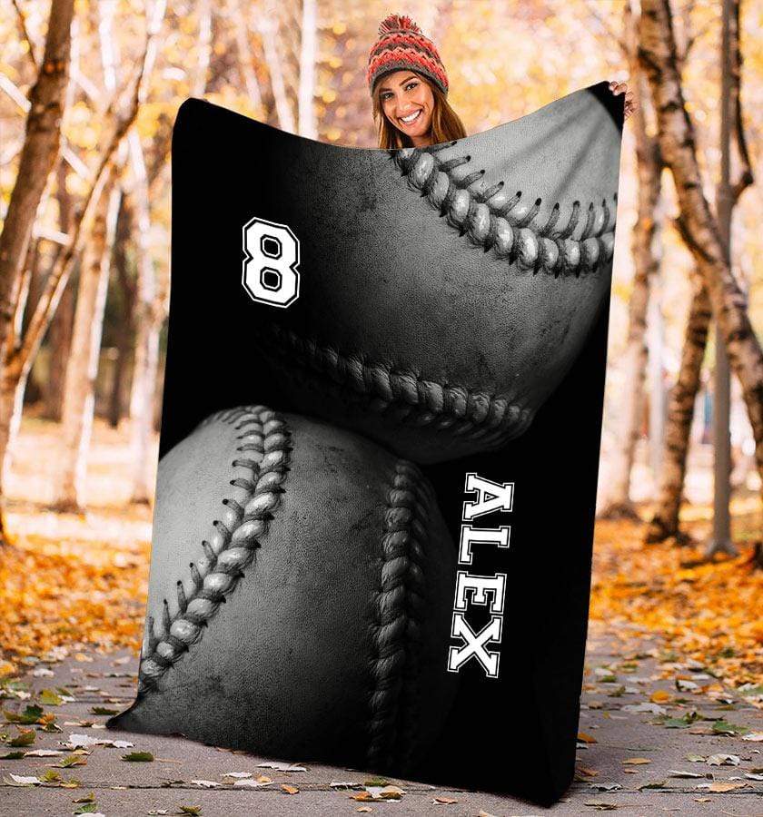 Baseball vintage Ball Black Customized Blanket With Name #101220l