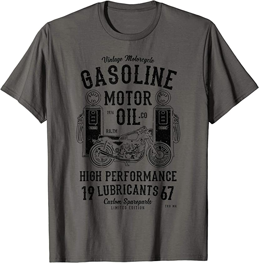 Vintage Motorcycle Gasoline Motor Oil Garage Shop Old Style T-Shirt