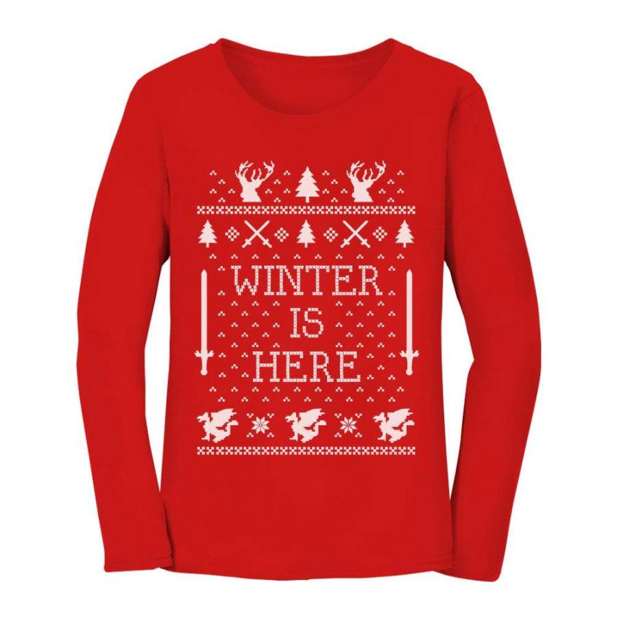 Winter Is Here Ugly Christmas Women Long Sleeve T-Shirt