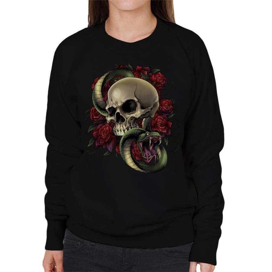 Snake Skull And Roses Women’s Sweatshirt