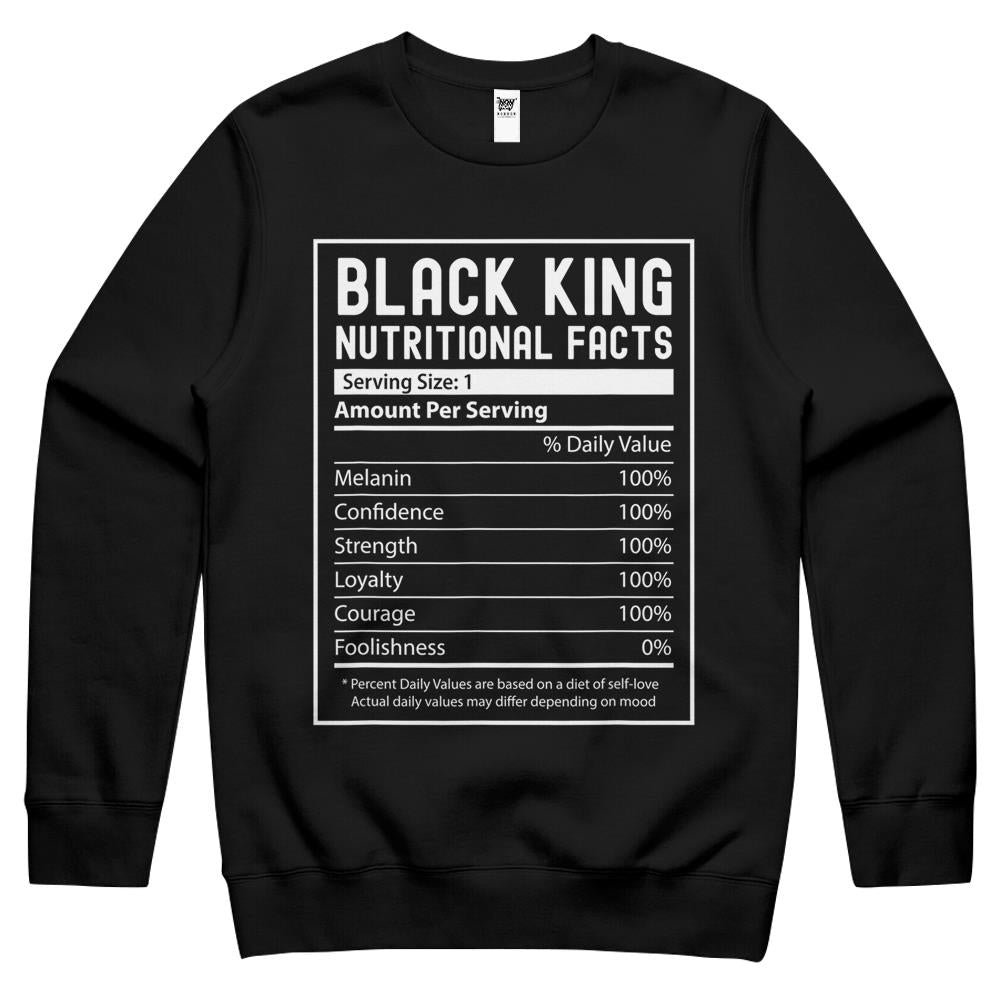 Nutritional Facts Shirt, Nutritional Facts Crewneck Sweatshirt, Black King Nutrition Facts Shirt, Black King Nutritional Facts Black History Month, Black King Crewneck Sweatshirt