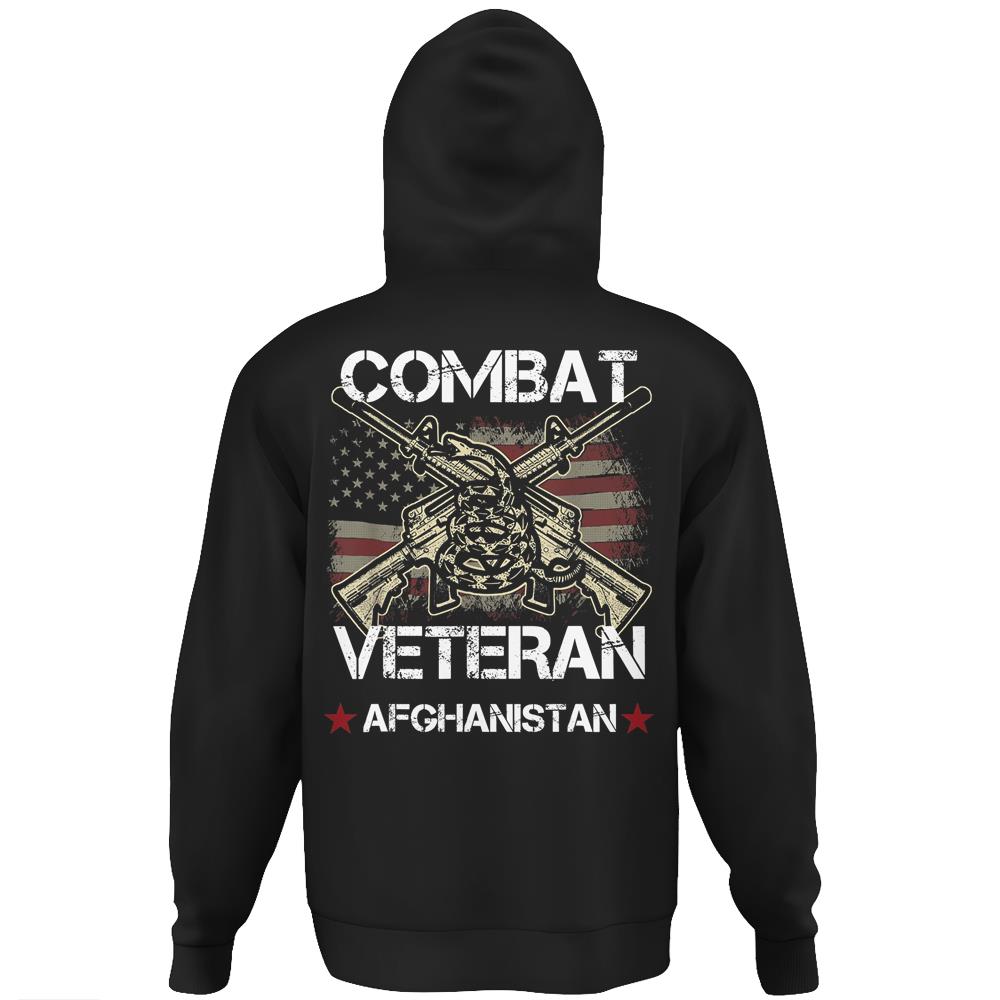 Combat Veteran Afghanistan War Vet American Military Gift Hoodie Print On Back