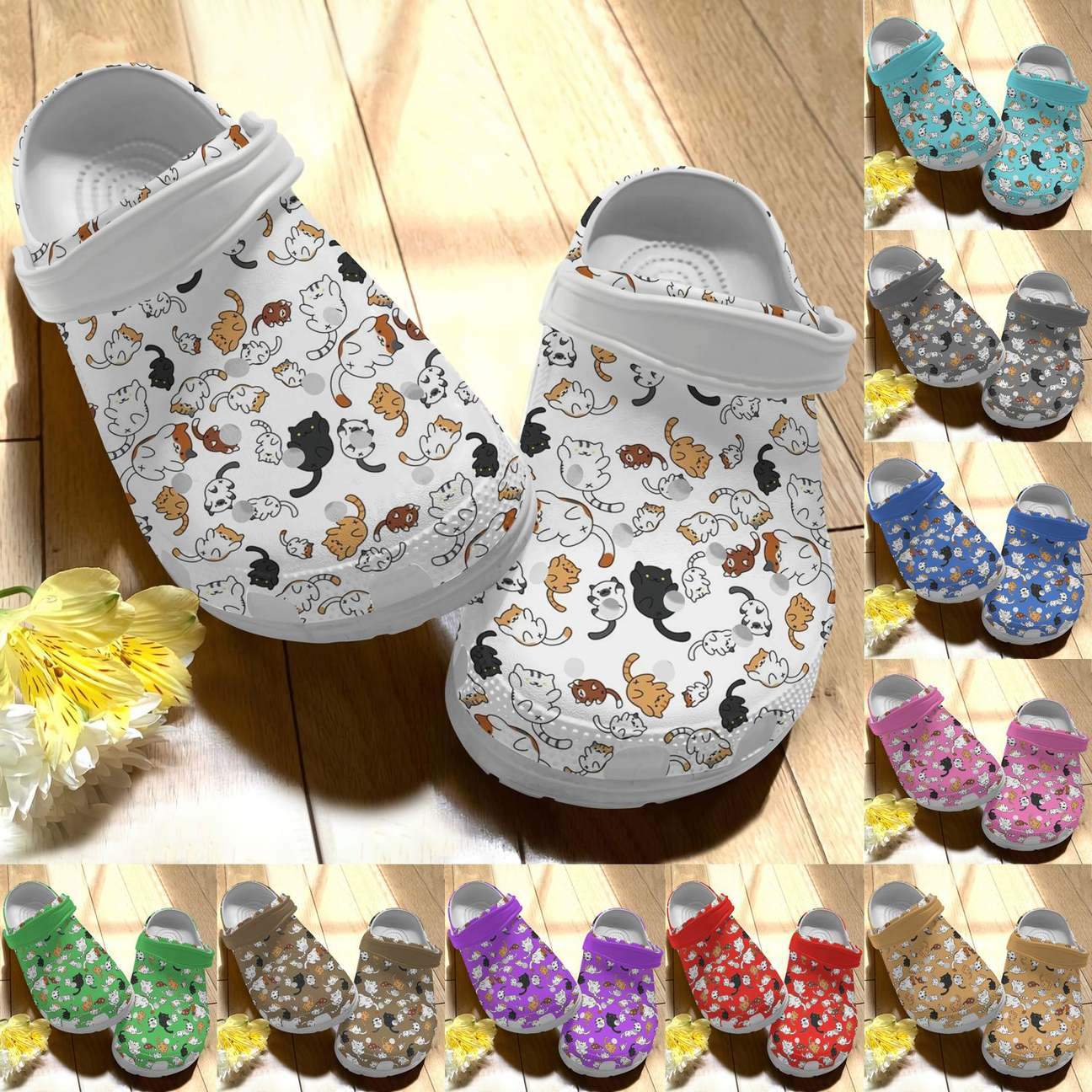 Cat Personalized Clog, Custom Name, Text Cute Cat Pattern, Fashion Style For Women, Men, Kid, Print 3D