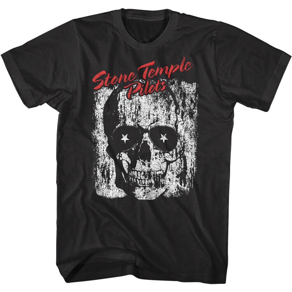 Stone Temple Pilots Men's T Shirt | Skull Sunglasses Star Graphic Tee | American Alt Rock Band Concert Tour Merch | STP Official Merchandise
