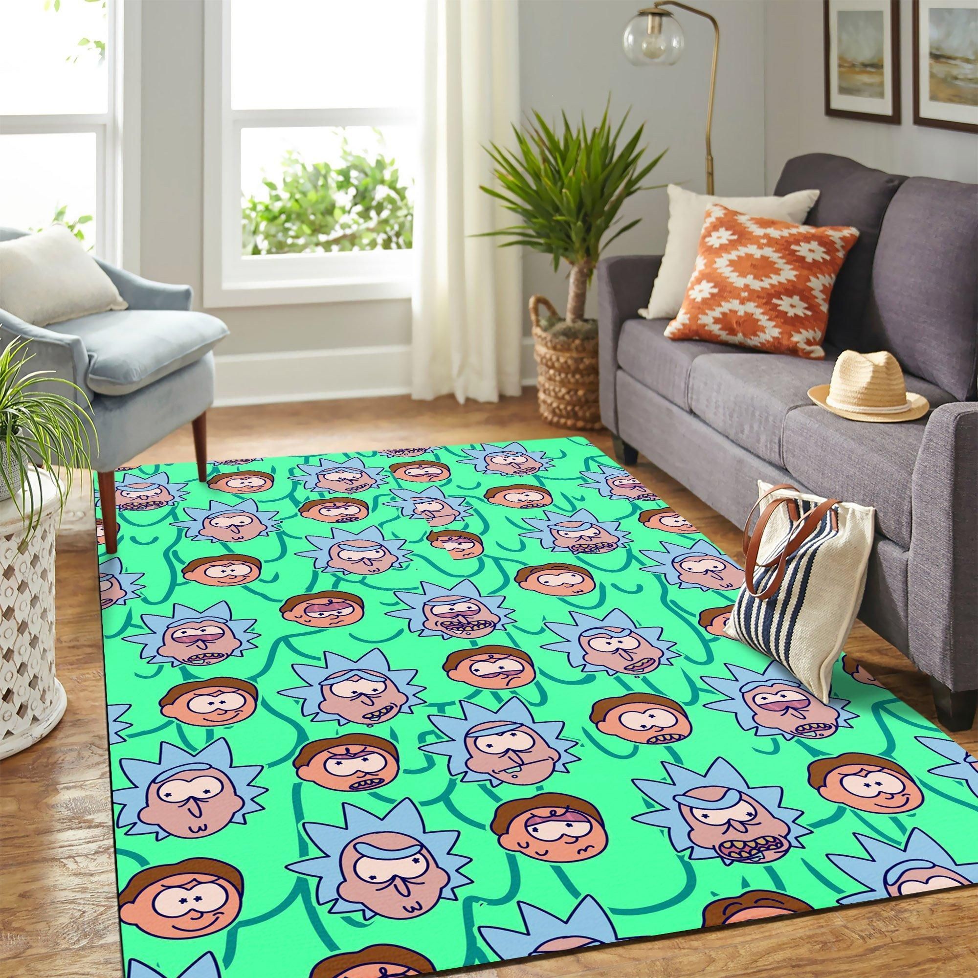 Rick And Morty Green Head Area Rug Geeky Carpet – home decor – Bedroom Living Room decor