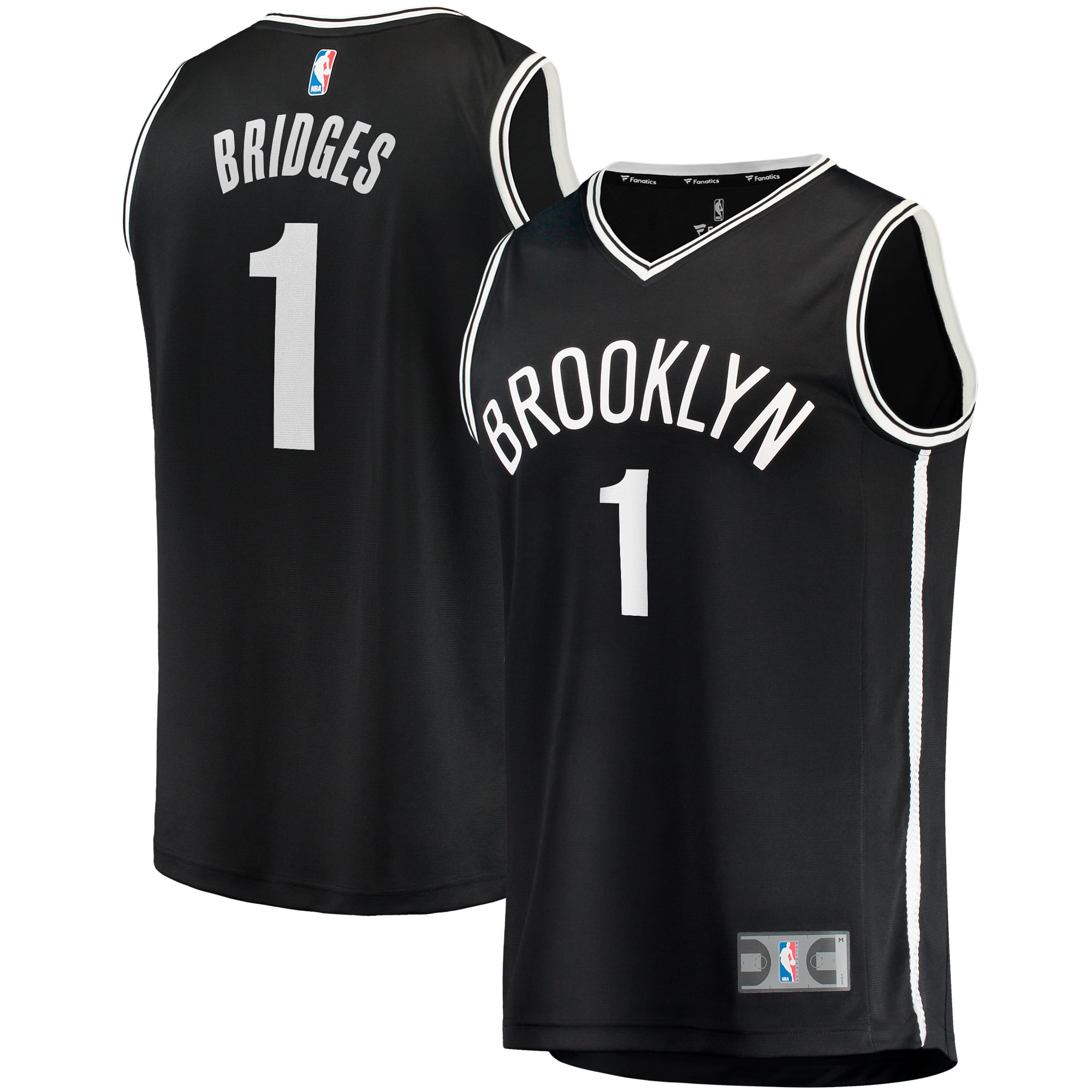 Mikal Bridges Brooklyn Nets Branded Big & Tall Fast Break Player Jersey – Black – Icon Edition