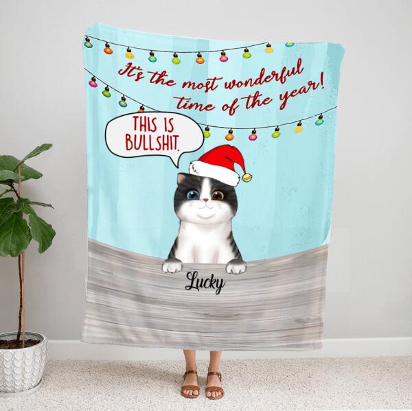 Personalized Cat Lover Blanket – Cat Christmas Gifts – Up To 3 Cats