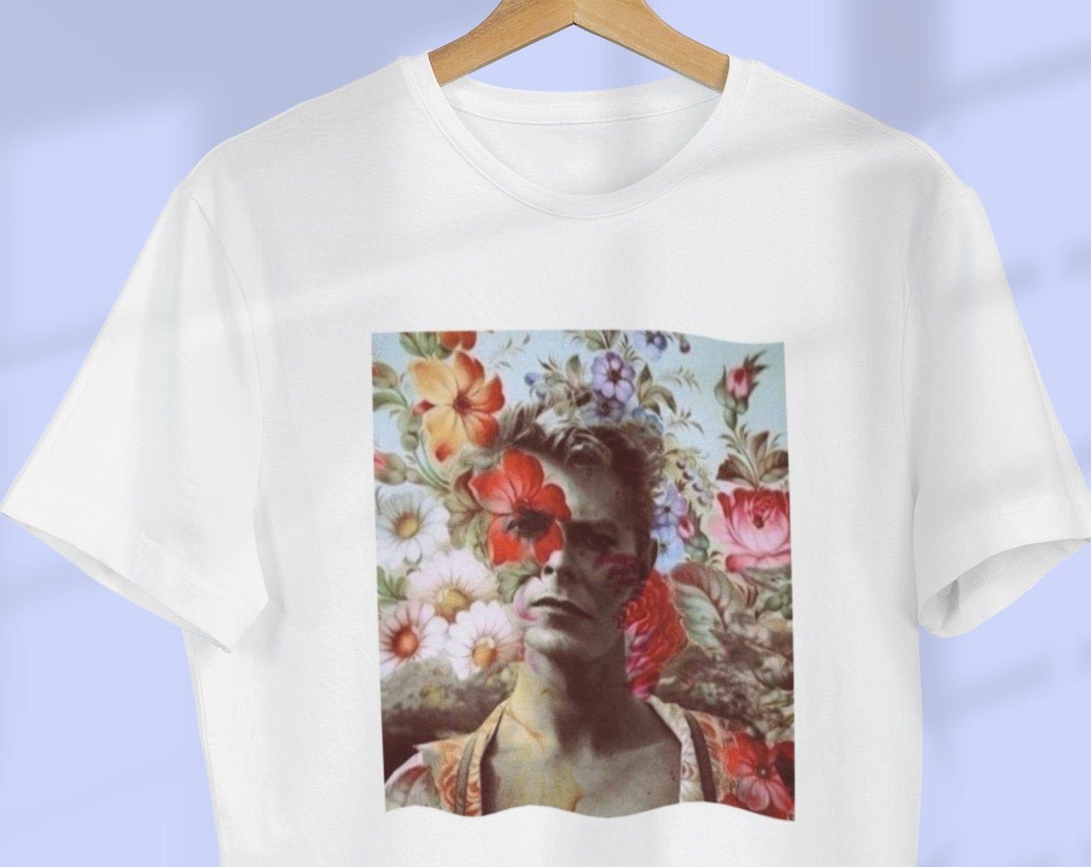 David Bowie Flower T-Shirt | David Bowie Vintage Style Tee | David Bowie Merch | …