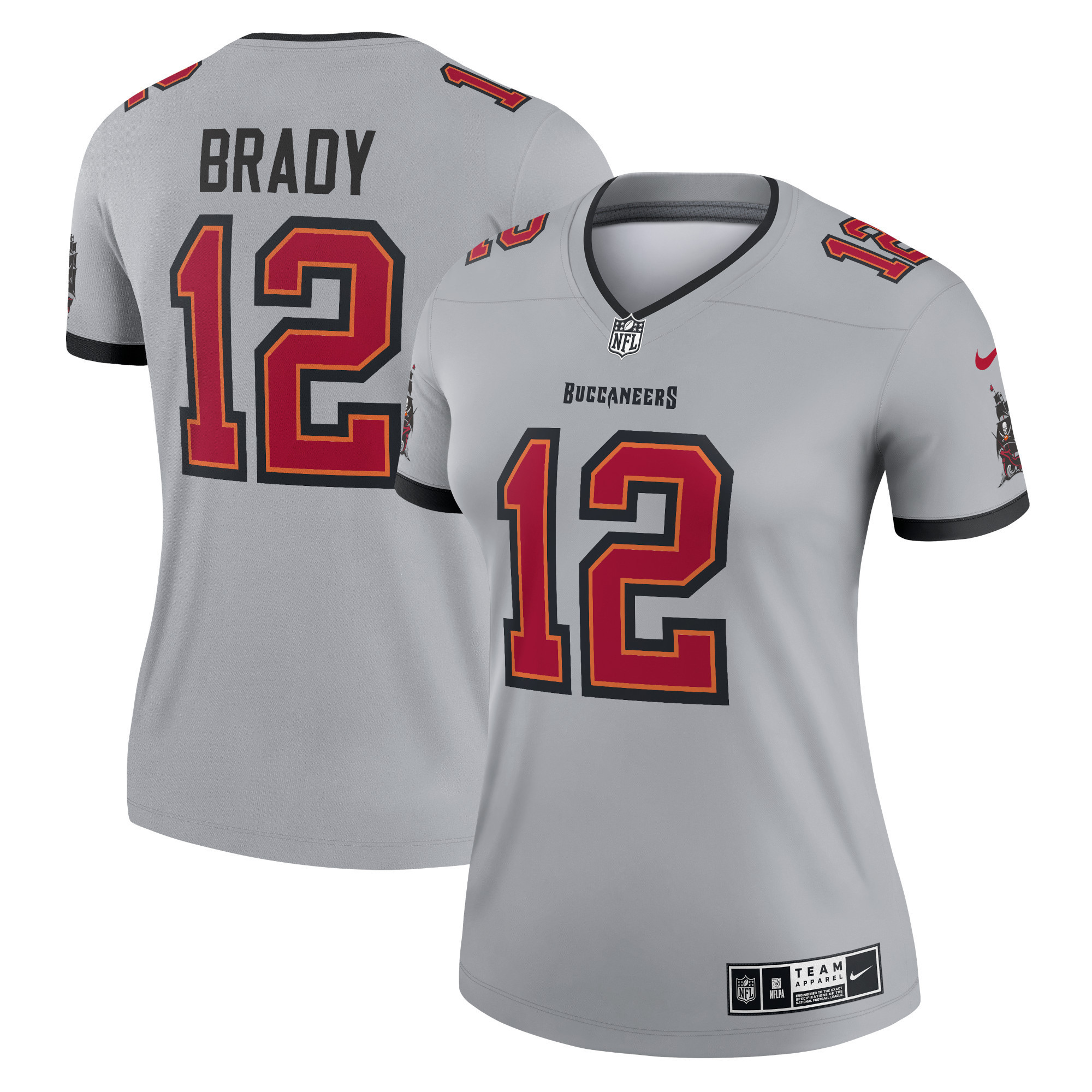 Tom Brady Tampa Bay Buccaneers Womens Inverted Legend Jersey – Gray NFL