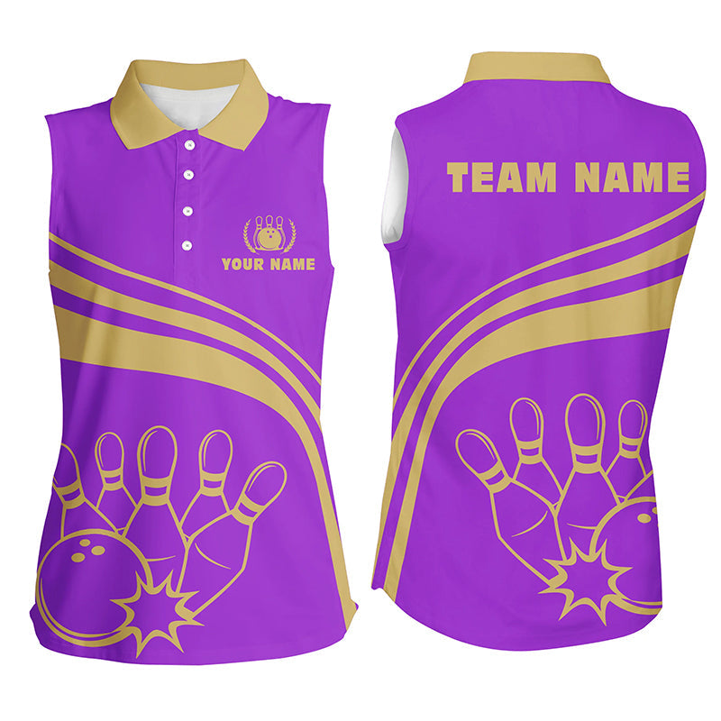 Personalized Bowling Sleeveless Polo Shirts For Women Bowling Shirts Team Bowl, Idea Gift For Bowling Lover