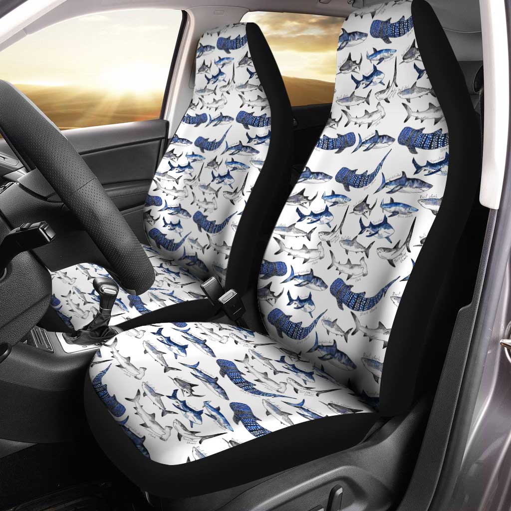 Shark Car Seat Covers Custom Watercolor Pattern