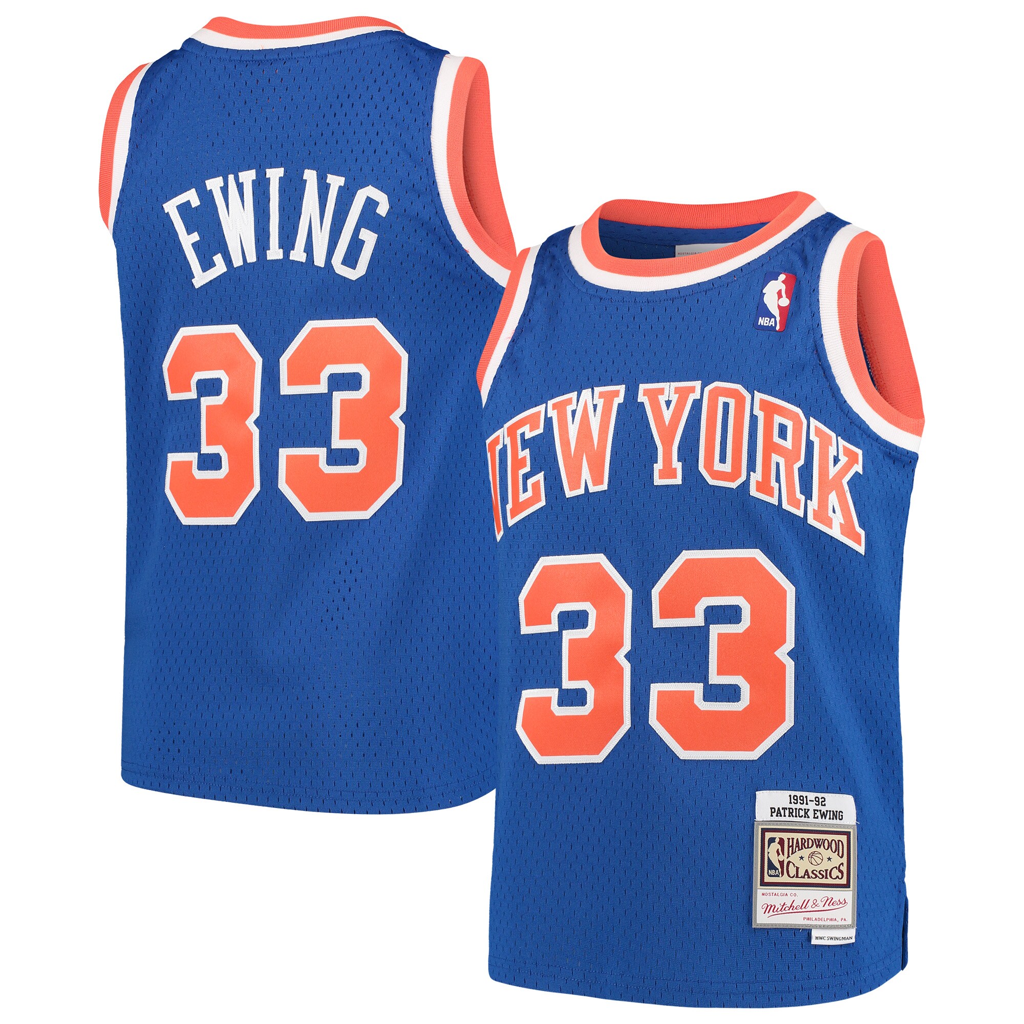 Patrick Ewing New York Knicks Mitchell & Ness Youth Hardwood Classics Swingman Throwback Jersey – Blue