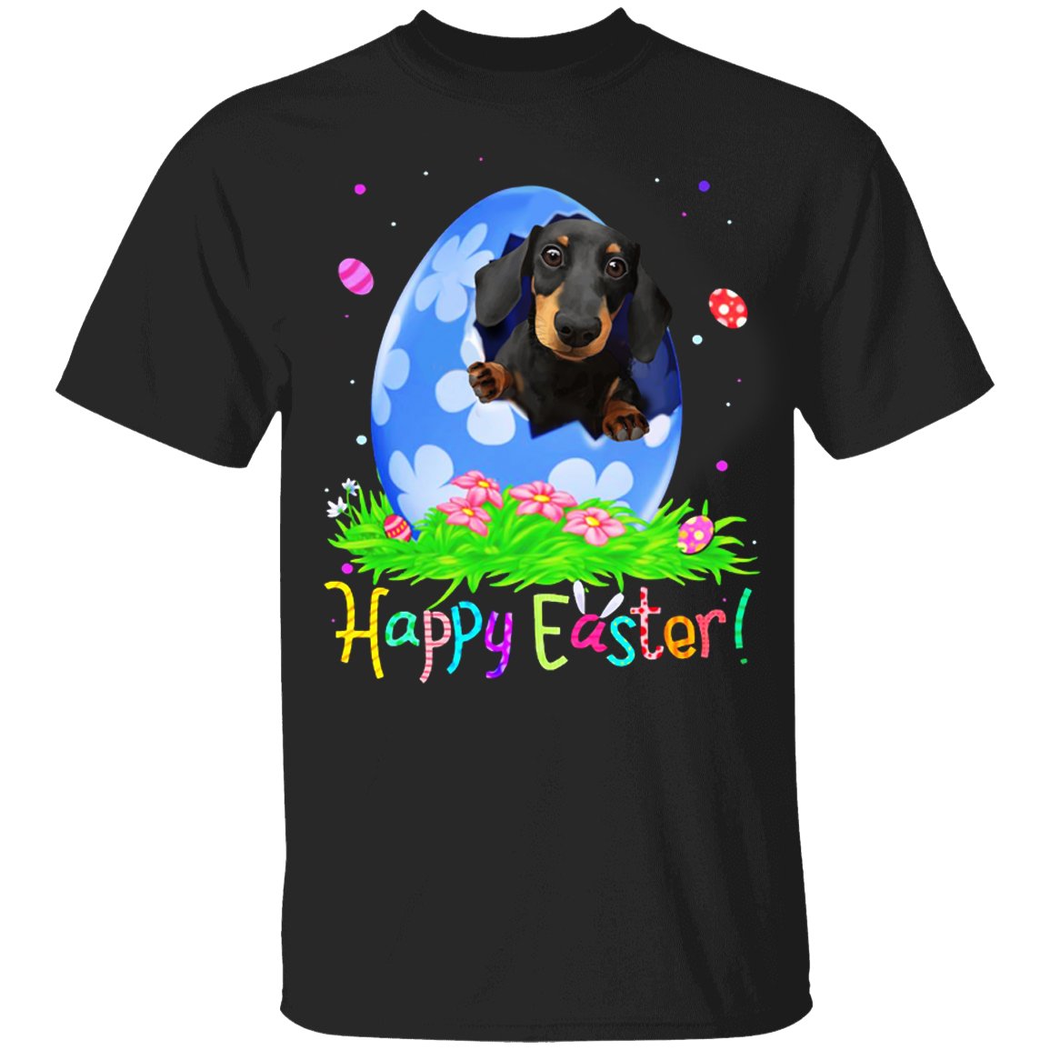 Dachshund In Egg Easter T-Shirt Dachshund Easter Graphic Tee Funny Cute Shirt Family Outfit