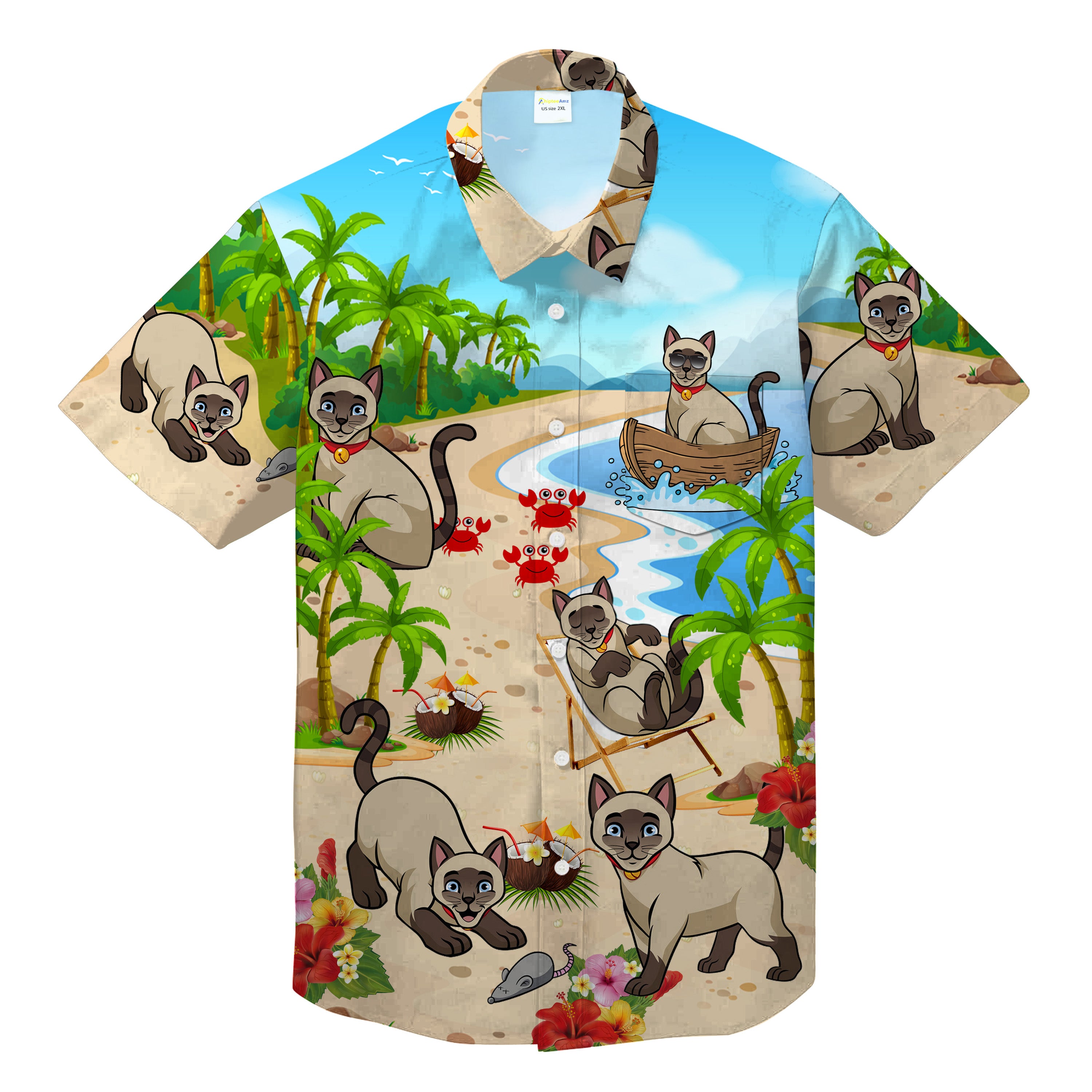 Siamese Cat And Beach Unisex Hawaii Shirt Ha62611