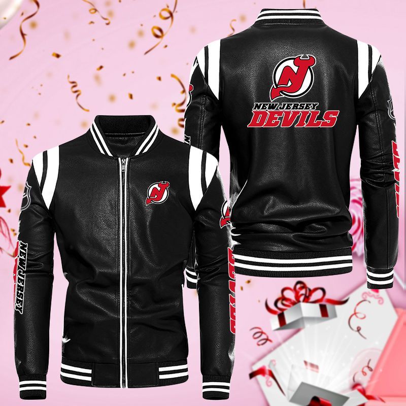 New Jersey Devils Leather Bomber Jacket 098