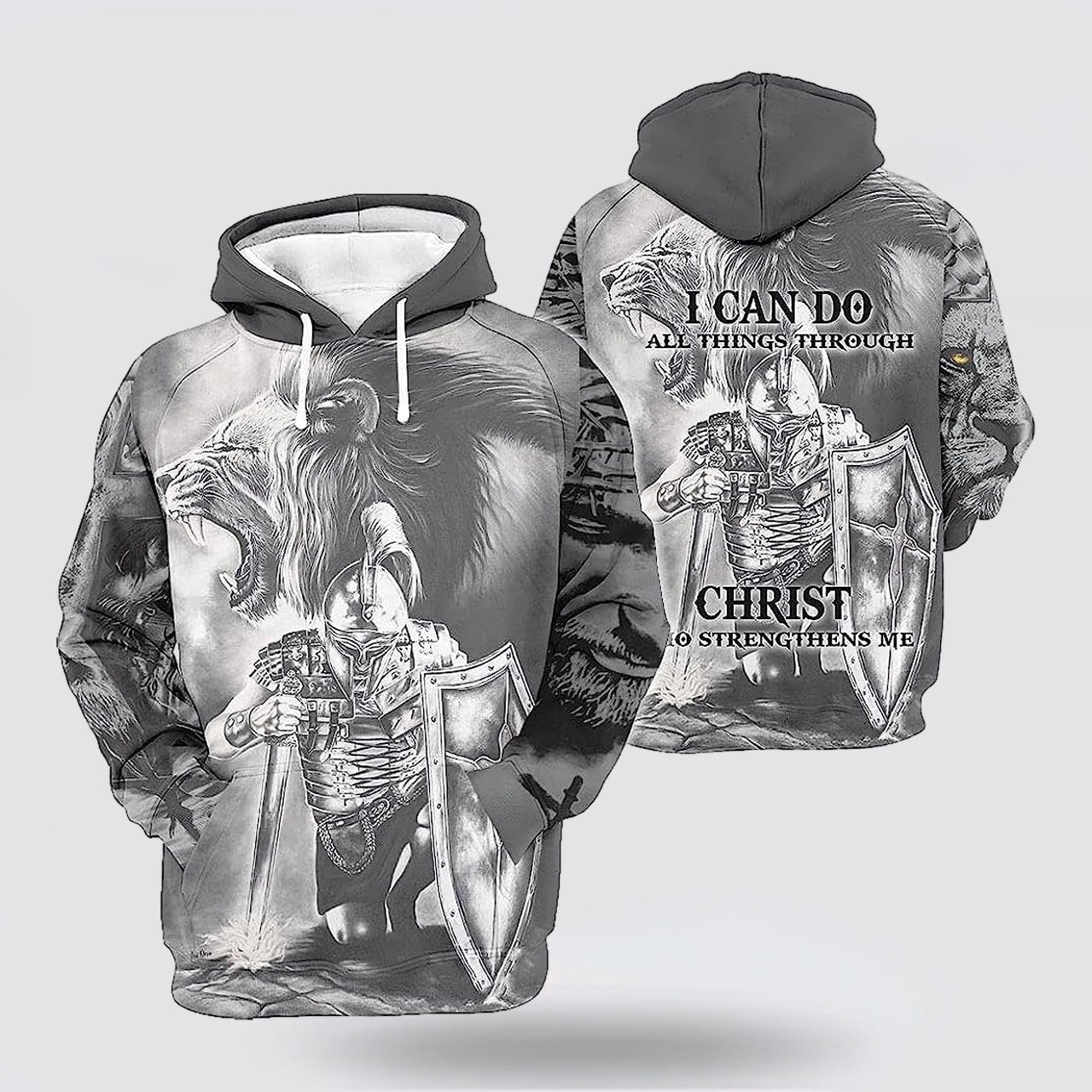I Can Do All Things Through Christ The Warrior Of Christ Lion 3D Hoodies For Women Men  Christian Apparel Hoodies