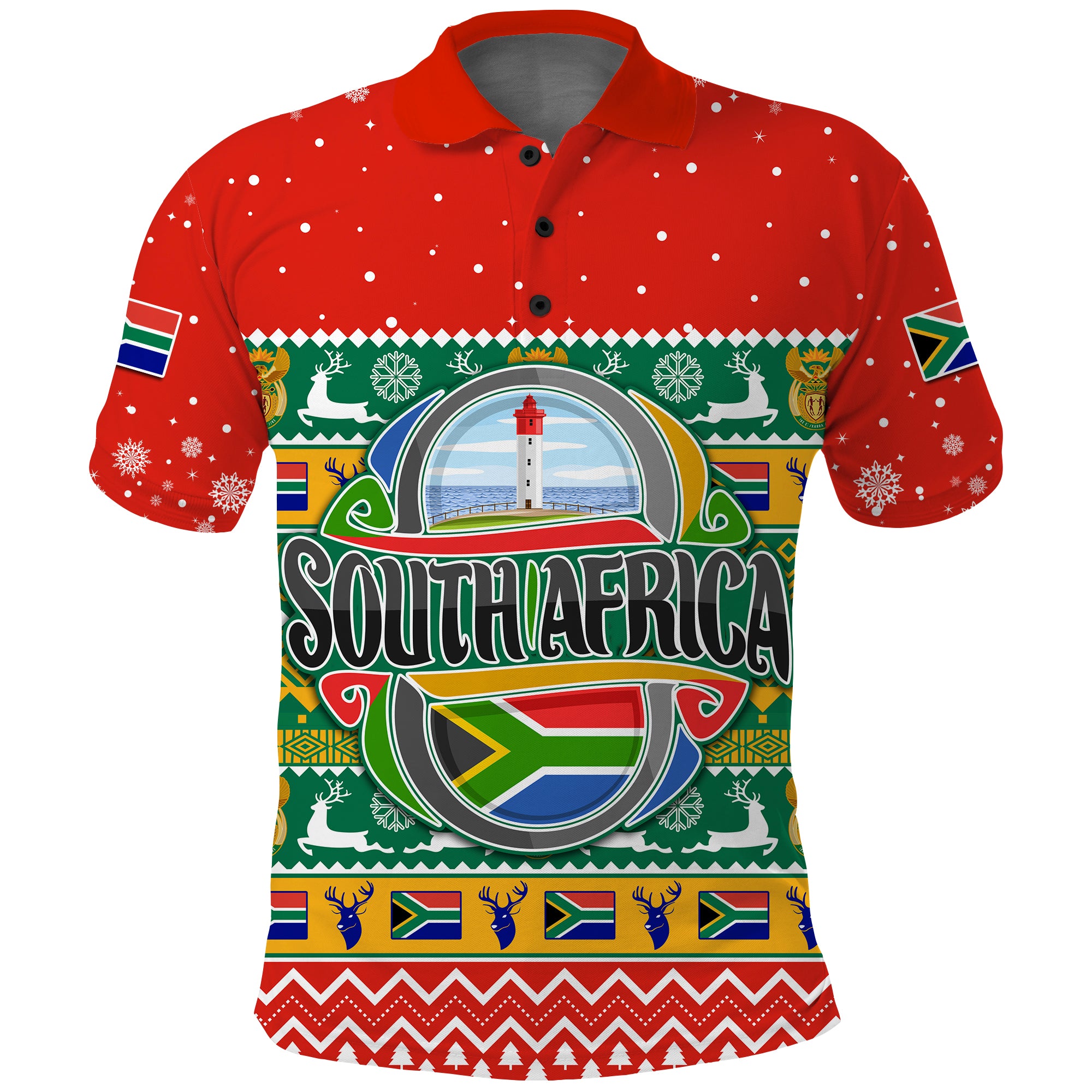 South Africa Christmas Polo Shirt African Springbok Lt13