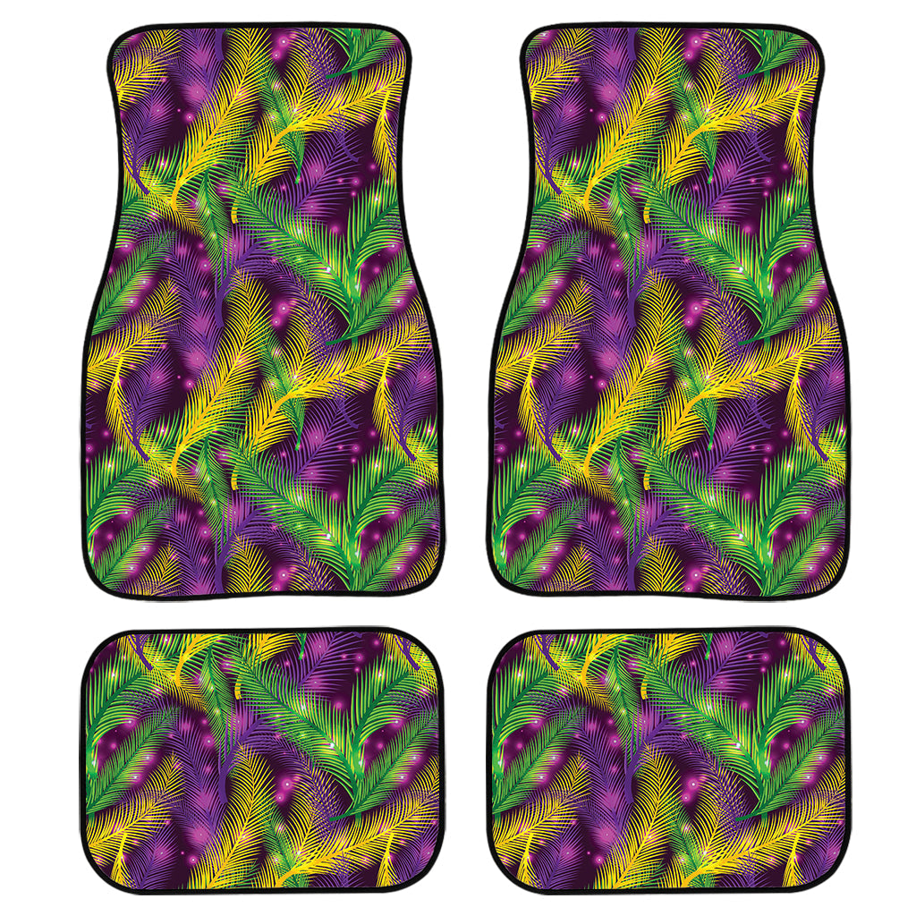 Mardi Gras Palm Leaf Pattern Print Front And Back Car Floor Mats, Front Car Mat