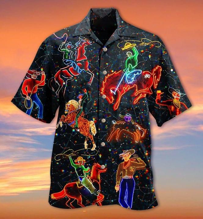 Cowboy 1 Print Short Sleeve Hawaii Casual Shirt Ha109596