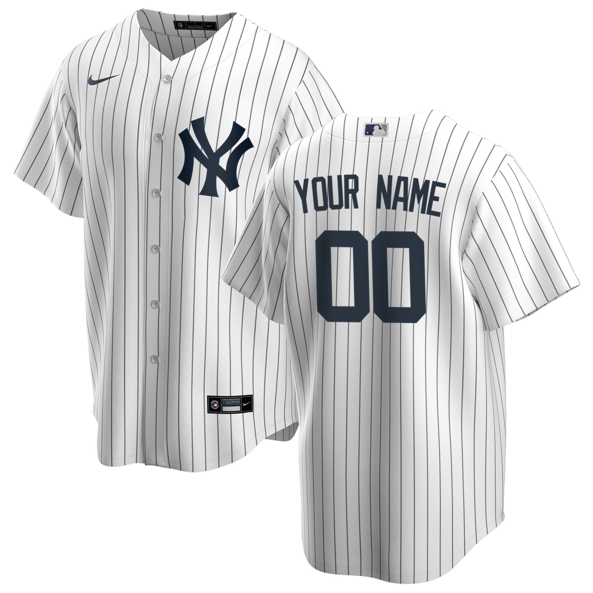 Men’s New York Yankees White Home Custom Jersey