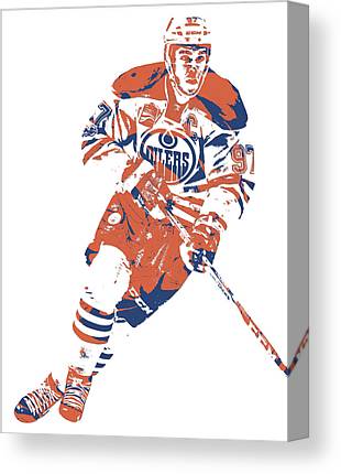 Connor Mcdavid Edmonton Oilers Pixel Art 6 Joe Hamilton Canvas Print