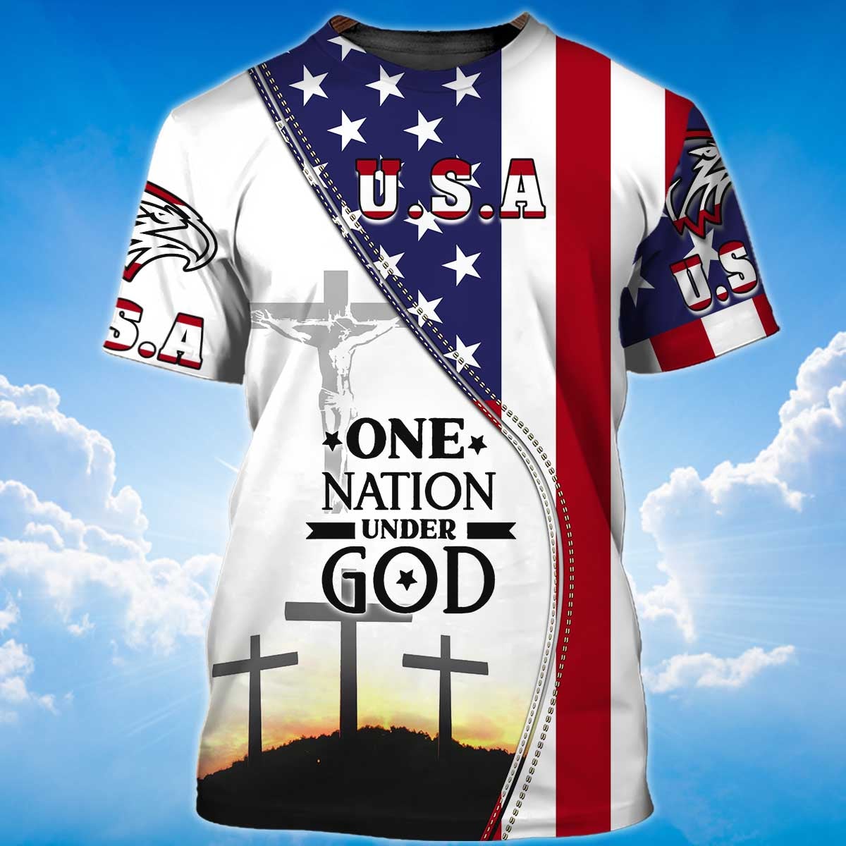 One Nation Under God Patriotic American Flag Pattern Shirt Men Women Coolspod