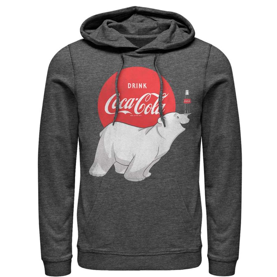 Coca Cola Women’s Polar Bear  Pull Over Hoodie  Charcoal Heather