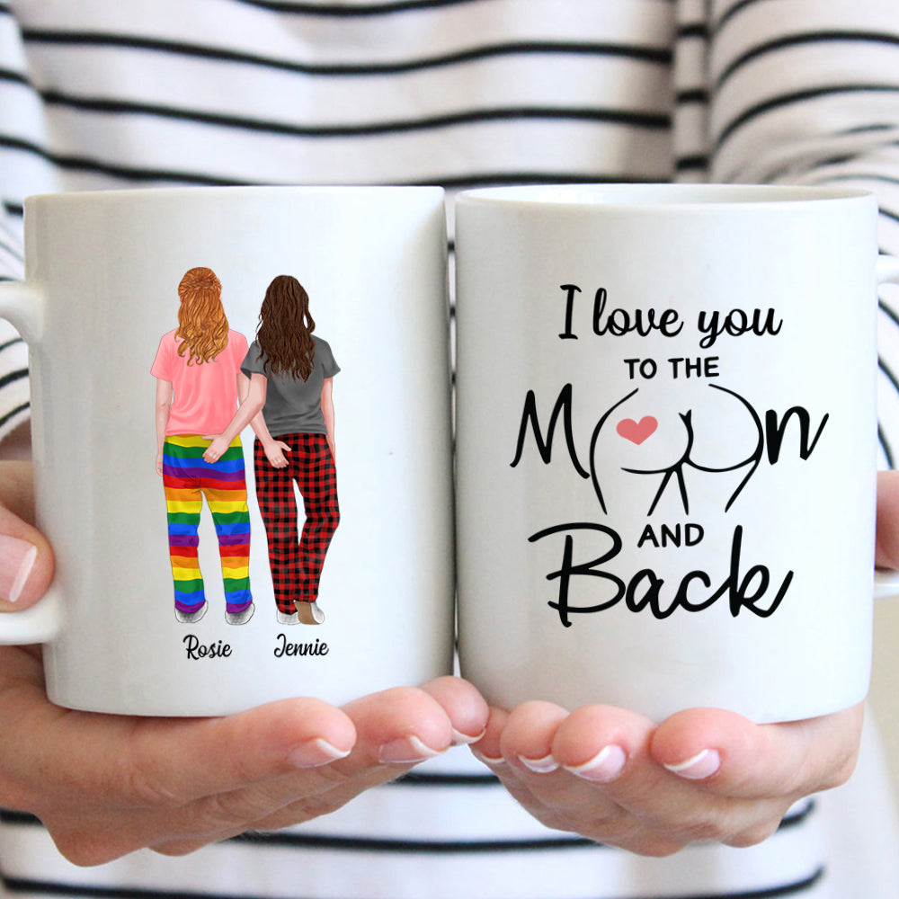 Funny Custom Lgbt Mug, Les Pride Mug, I Love You To The Moon And Back, Anniversary Gift, Valentine’S Day Gift, Christmas Gift For Lesbian Hg98