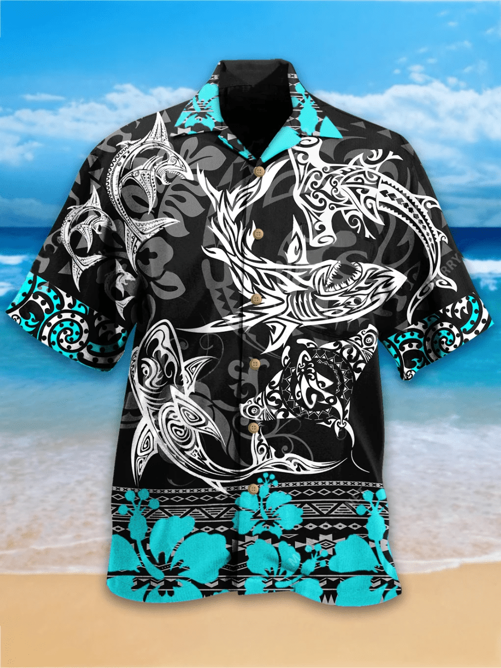 Shark Mandala Hawaiian Aloha Shirts Kv