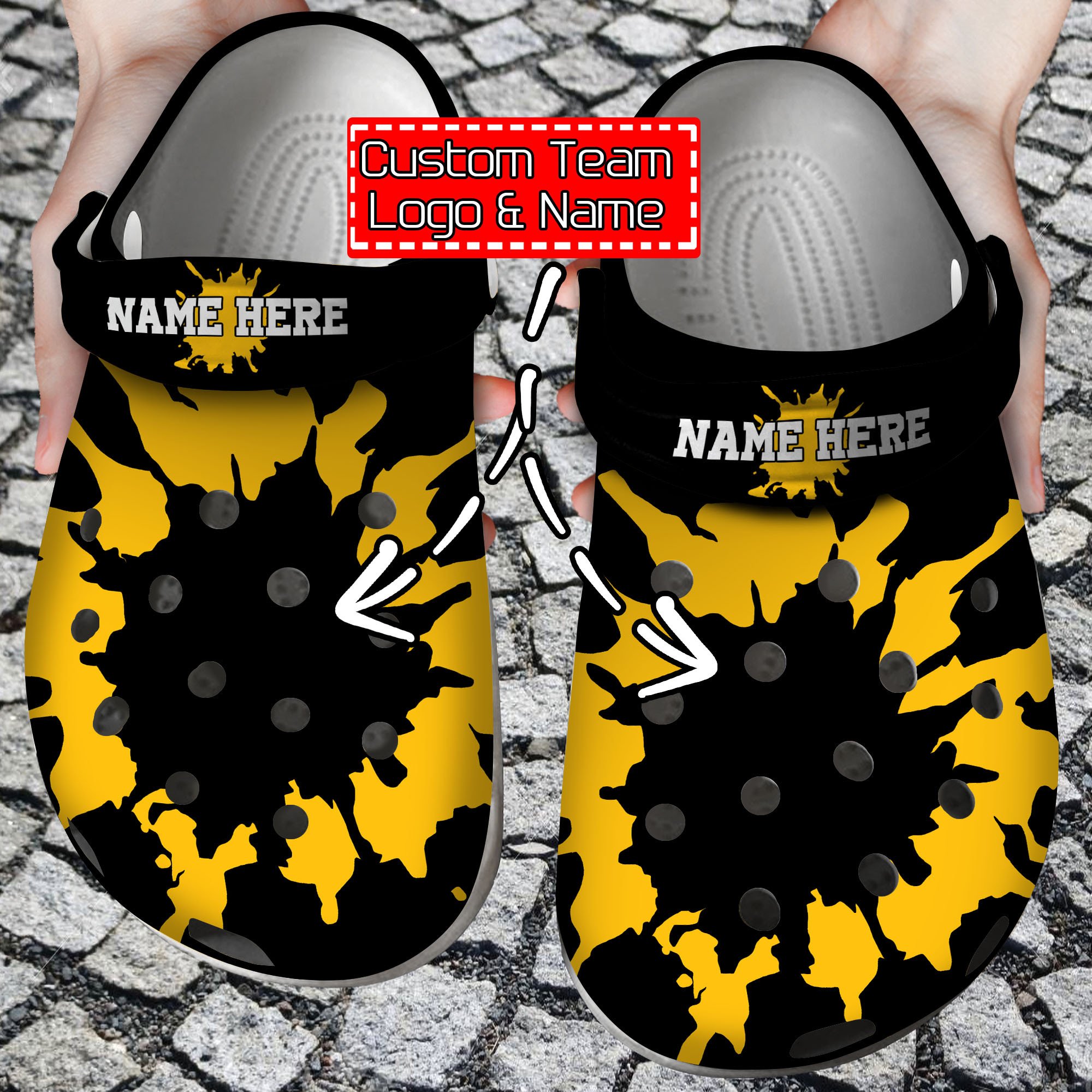 Personalized Name & Logo Team Color Splash Clogs Clog Shoes