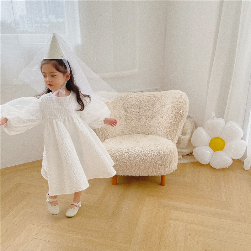 2022 Spring New Girl’s Dress, Pure Cotton Long Sleeves, Princess Dress, White Girl, Korean Version, Birthday Dress alx