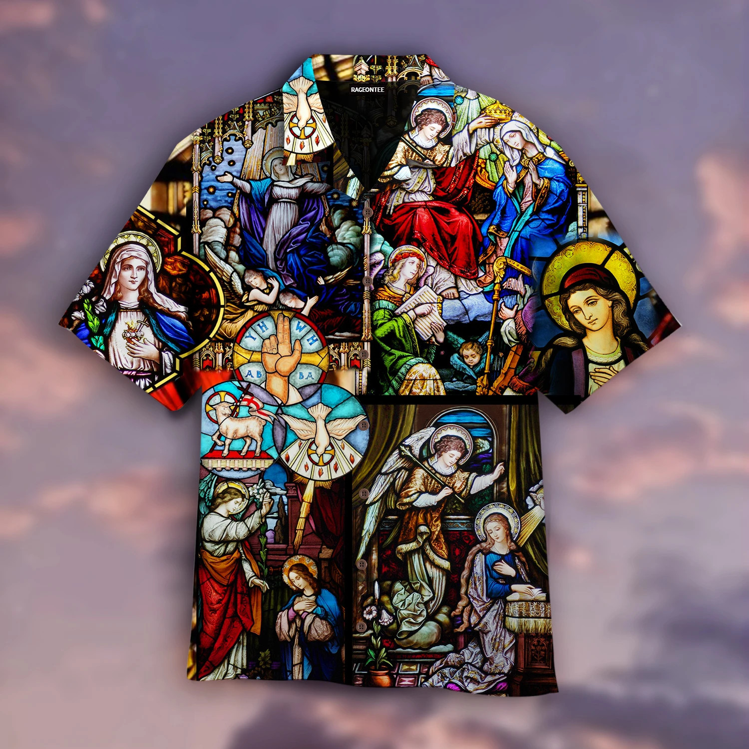 Marys Coronation Religious Stained Glass Window Hawaii Shirt Unisex Adult Ha87779