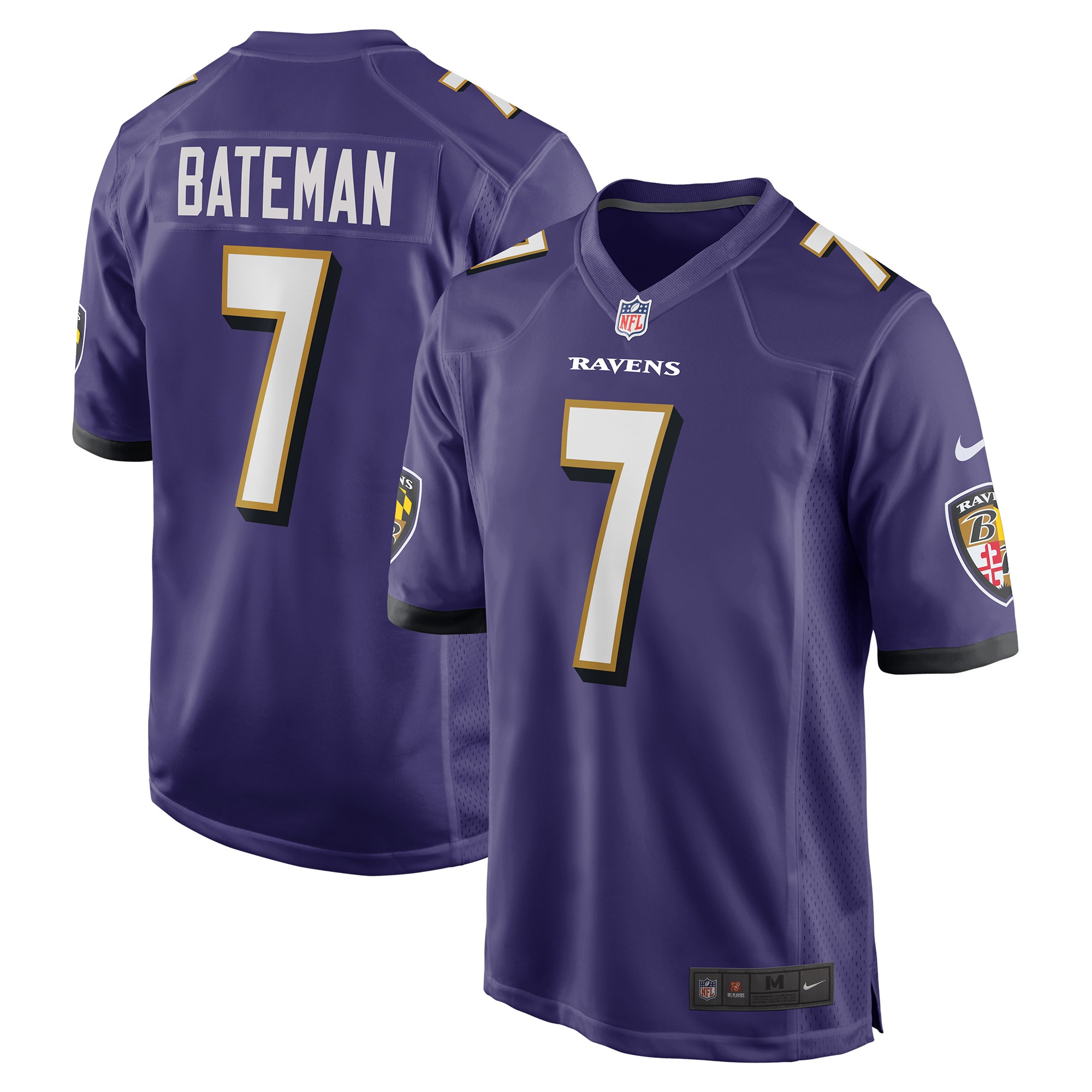 Men’s Baltimore Ravens Rashod Bateman Purple Game Player Jersey