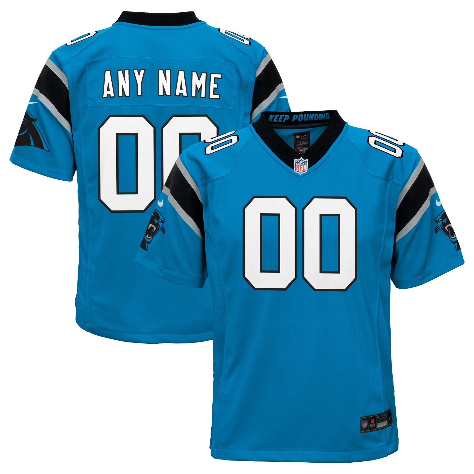 Youth Carolina Panthers  Blue Alternate Custom Game Jersey