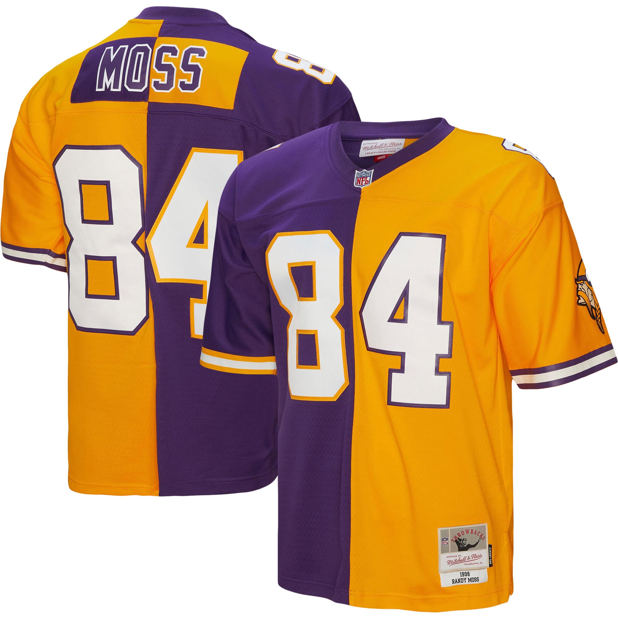 Men’s Minnesota Vikings Randy Moss Mitchell & Ness Purple/Gold 1998 Split Legacy Jersey