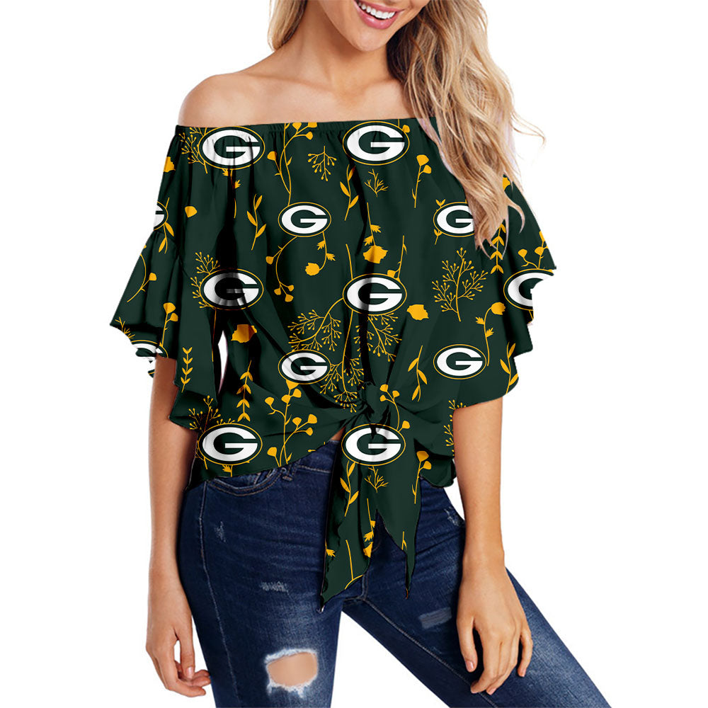 Green Bay Packers Women Smart Leaves Strapless Shirt