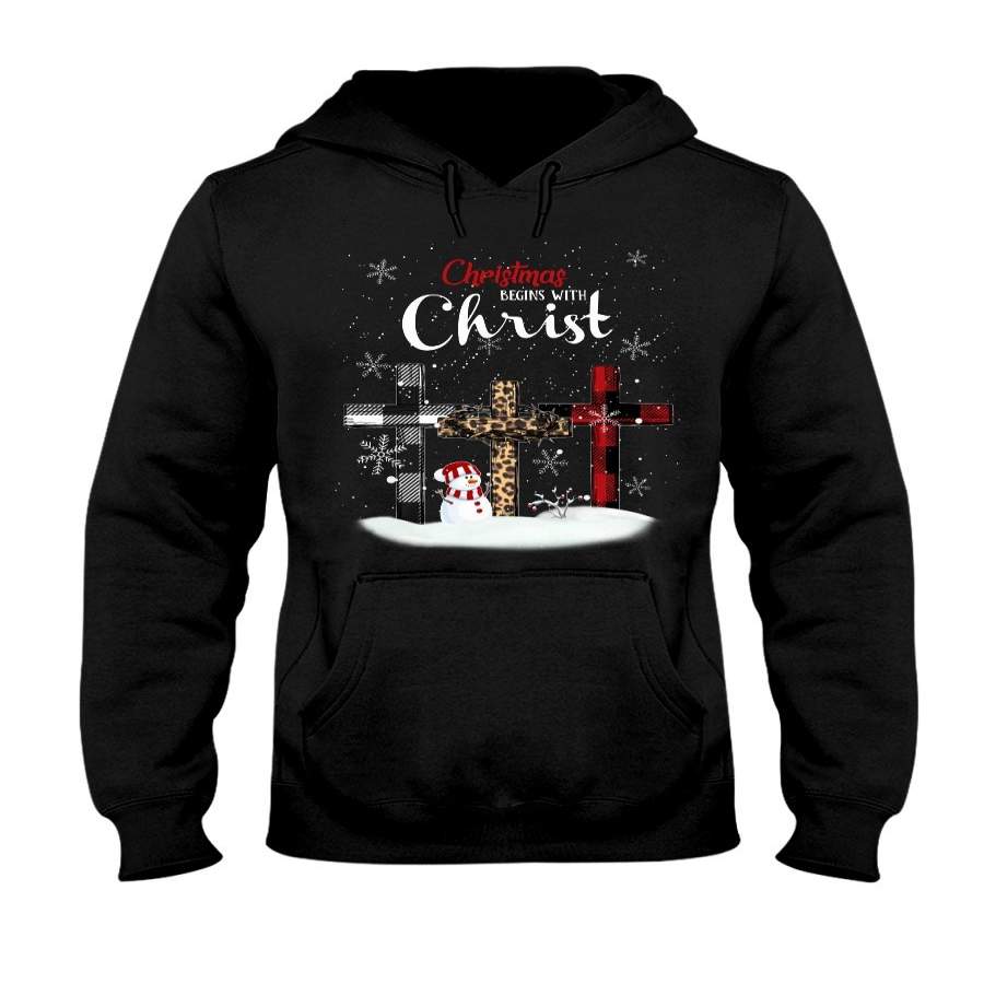 Merry Christmas – Christmas Begins With Christ – Black Hoodie
