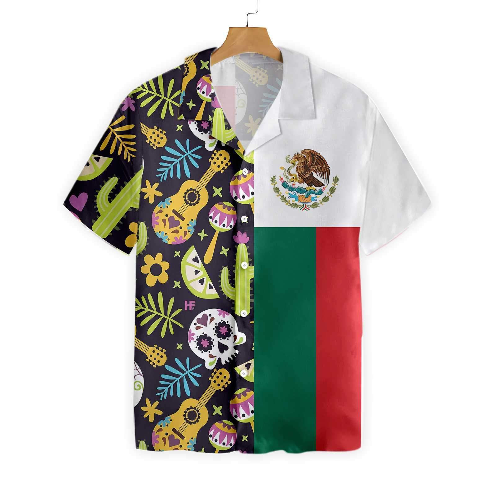 Apayprint – Mexican Skull Guitar Flag Hawaiian Shirt