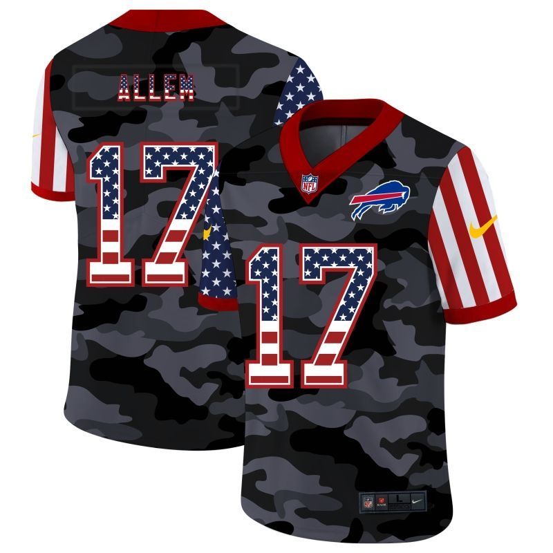 Buffalo Bills Josh Allen #17 NFL 2020 American Flag Camo Jersey