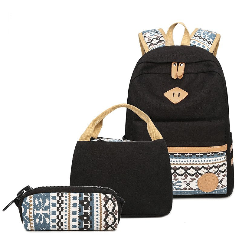Female Casual Preppy Style Canvas Women Travel Backpack Junior High School Students Of Teens Girl