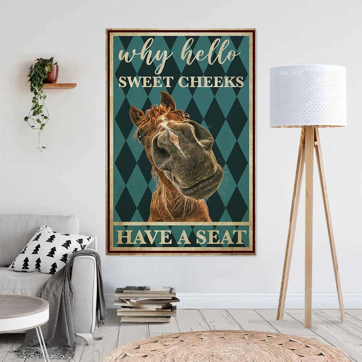 Canvas Painting Why Hello Sweet Cheeks Have A Seat (2) Wall Art Home Decoration