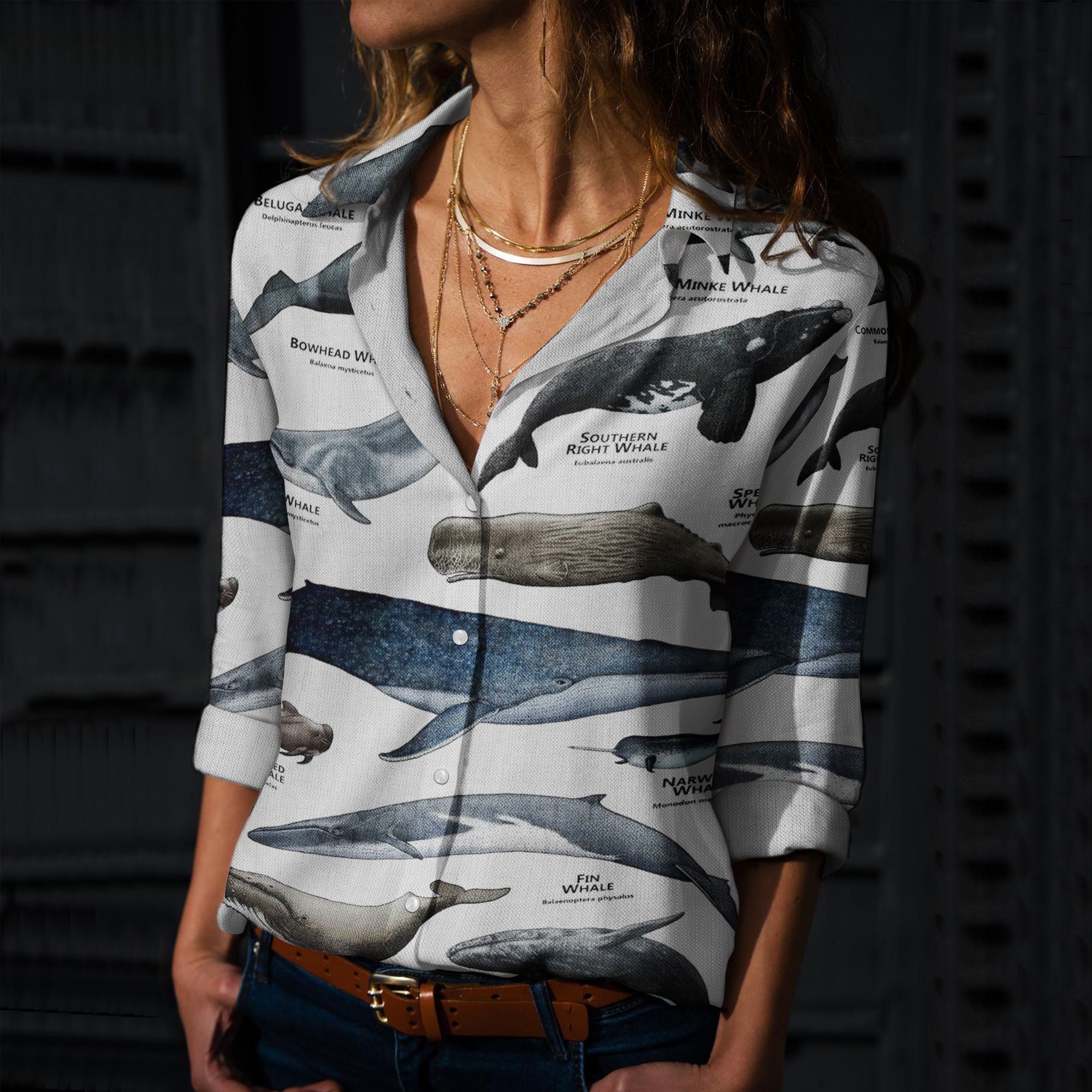 Marine Life Cotton And Linen Casual Shirt, Whales Of The World Linen Shirt