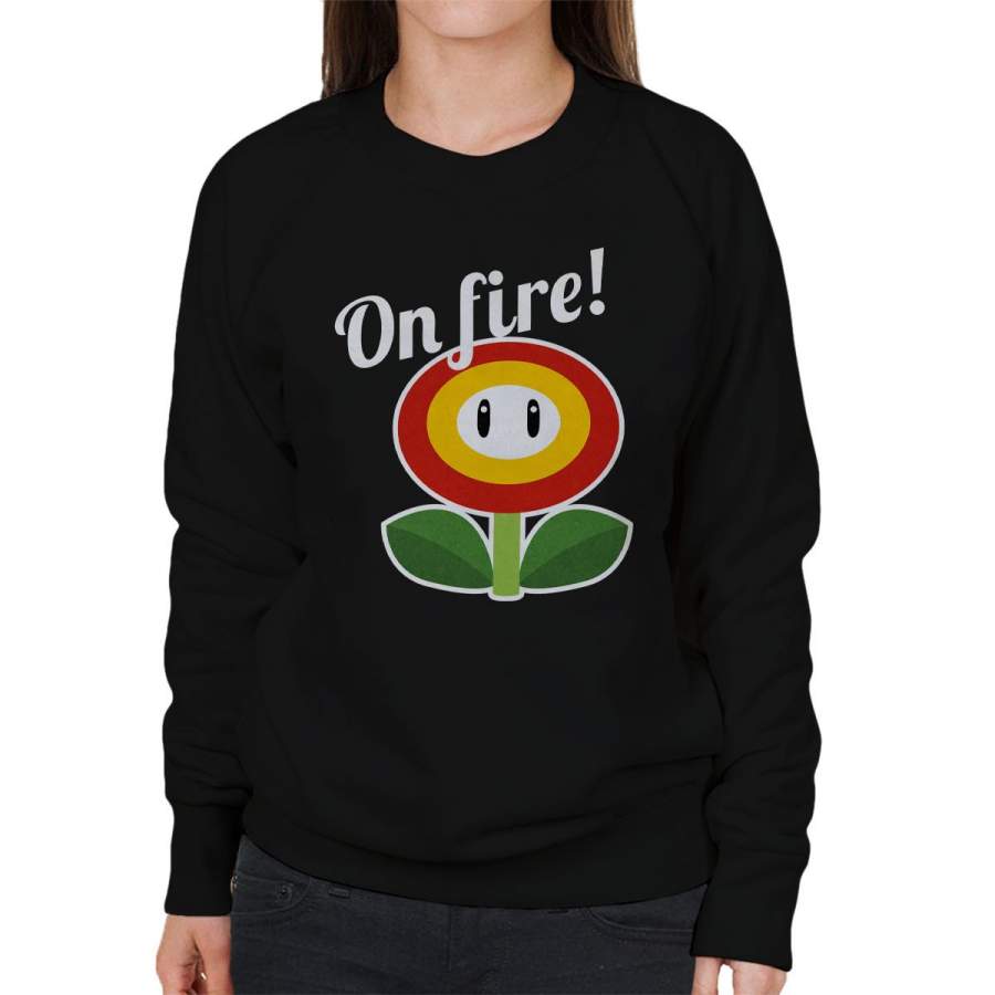 On Fire Fire Flower Super Mario Women’s Sweatshirt