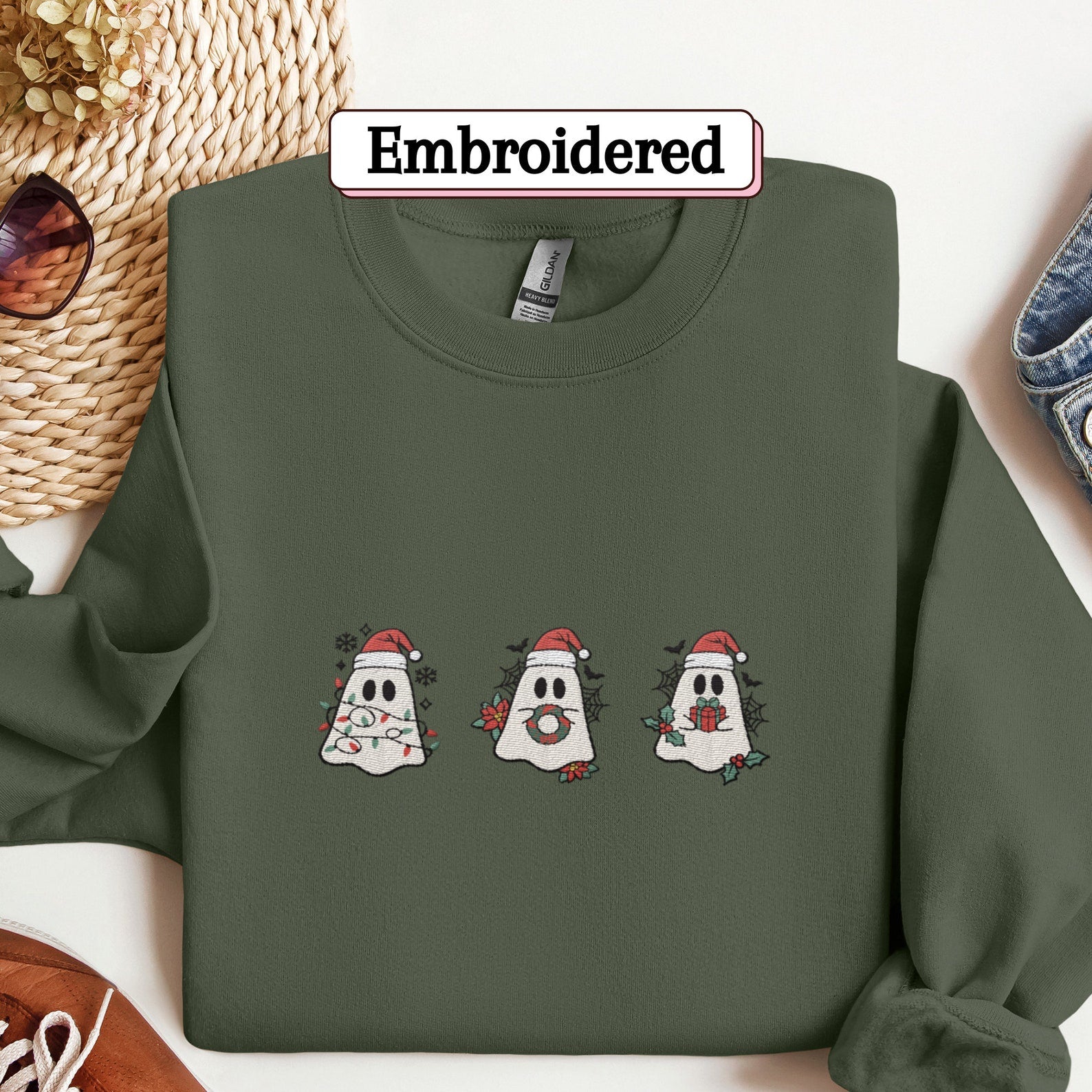 Christmas Embroidered Sweatshirt 2D Crewneck Sweatshirt All Over Print Sweatshirt For Women Sweatshirt For Men Sws5188