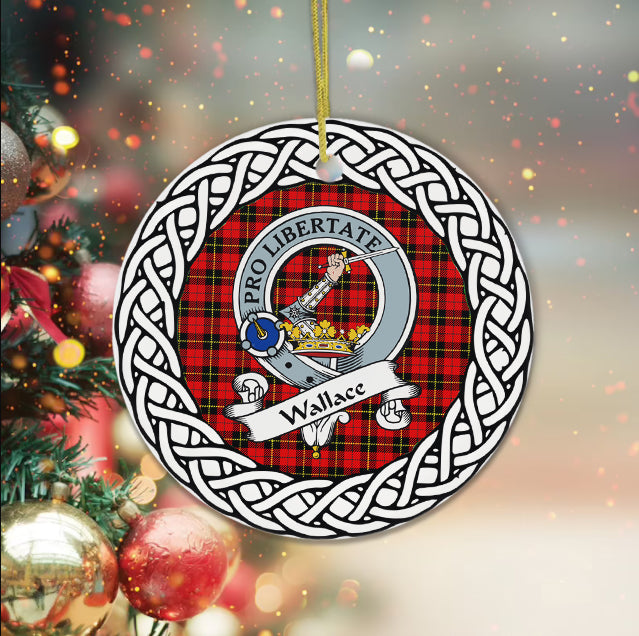 Wallace Scottish Clan Tartan Crest Badge Plaid Ornament Gift. Christmas Tree Ornament Tartan Ornament Great Christmas Ornaments Gift