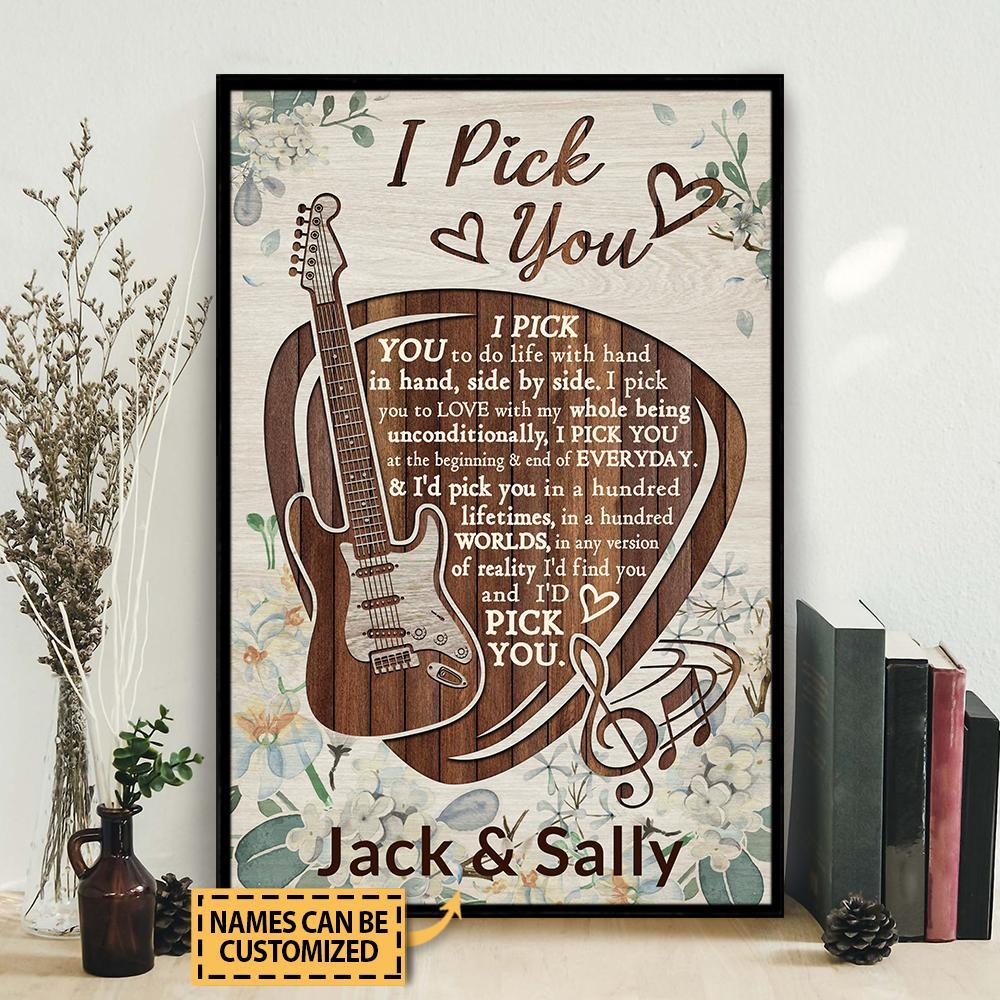 Aeticon Gifts Personalized Guitar Pallet I Pick You Canvas Mom Dad Gift Home Decor