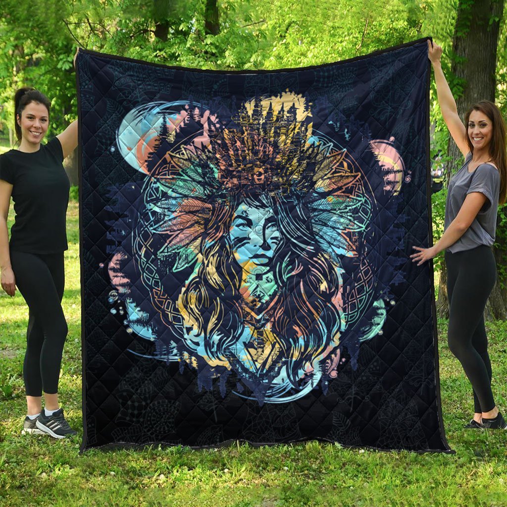 Native American Premium Quilt – Tribal Indian Woman