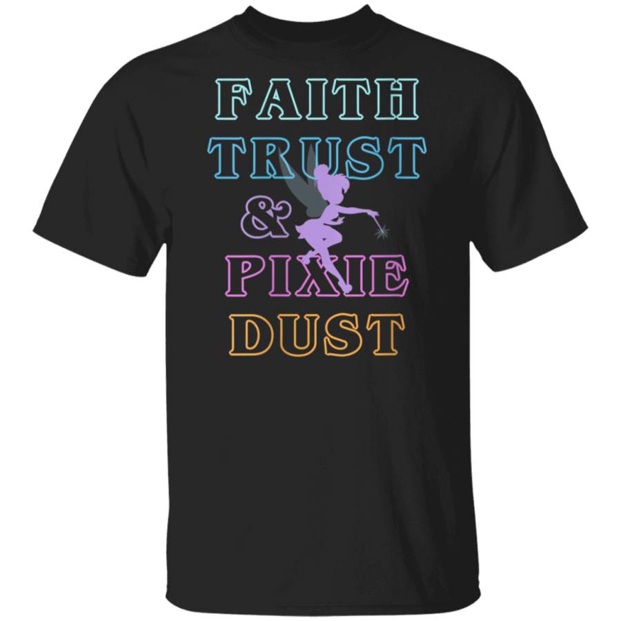 Womens   Peter Pan Tinker Bell Faith Trust & Pixie Dust Neon  T-Shirt